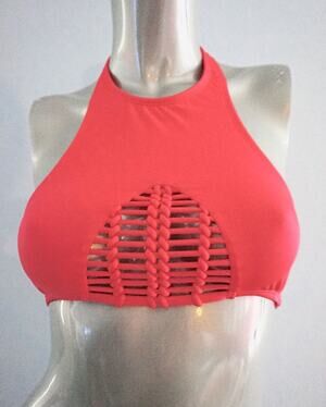 Victoria's Secret Nwt Hot & Spicy Red Macrame Cropped High Neck Bikini Top XS